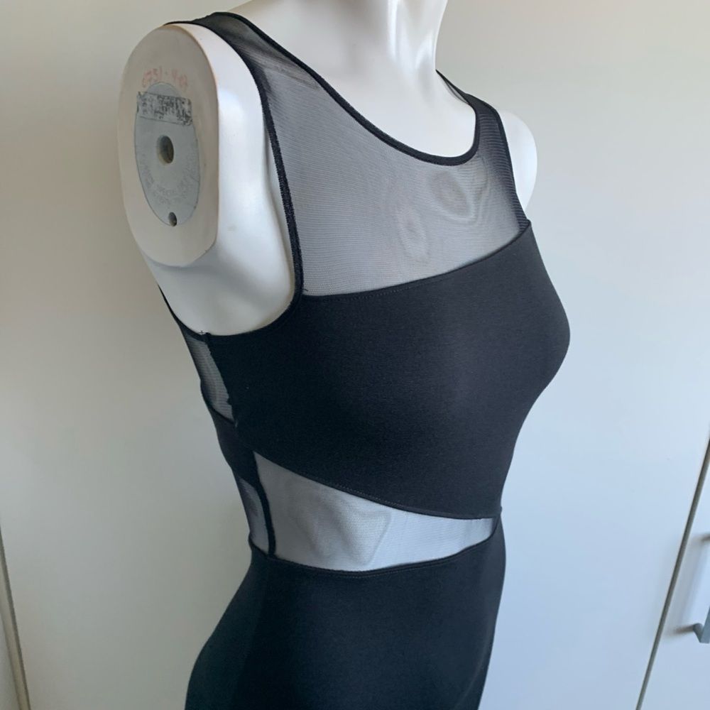 Silence + Noise small bodycon pullover black w/ sheer mini dress - Picture 2 of 4